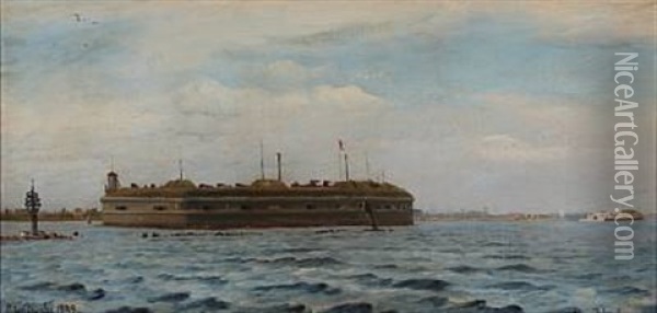 View Of The Fortress Provestenen At Copenhagen Harbour Oil Painting - Christian Blache