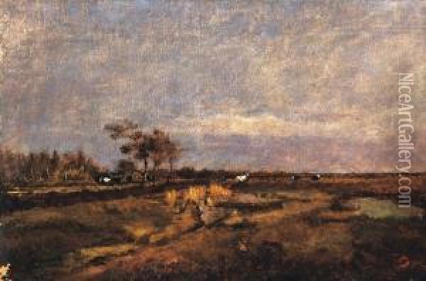 Barbizon Landscape, About 1875 Oil Painting - Laszlo Paal