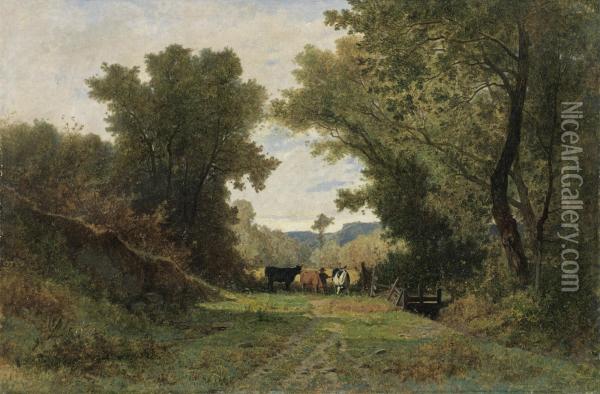 Paysage Avec Berger Et Vaches Oil Painting - Gustave Castan
