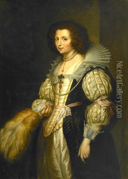 A Portrait Of Maria De Tassis, After Siranthony Van Dyck Oil Painting - Marie Schoffmann
