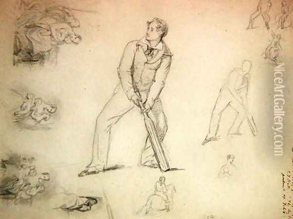 Sketch of a a cricketer Oil Painting - George Frederick Watts