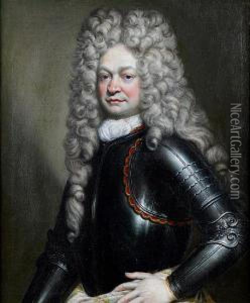 Portrait Of A Gentleman, Half-length, Inarmour Oil Painting - Joseph Vivien