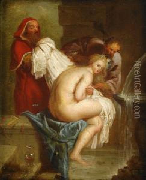 Susanna Och Gubbarna Oil Painting - Nicolas Vleughels