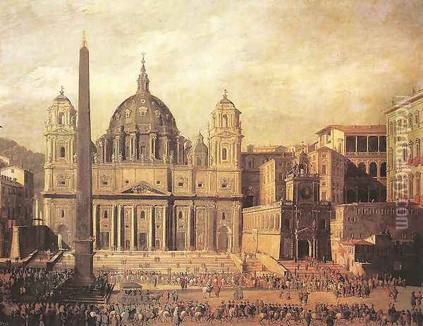 St Peter's, Rome c. 1630 Oil Painting - Viviano Codazzi
