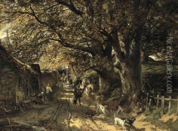 Returning From The Hunt Oil Painting - Samuel Bough
