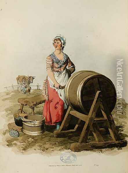Churning Butter from Costume of Great Britain Oil Painting - William Henry Pyne