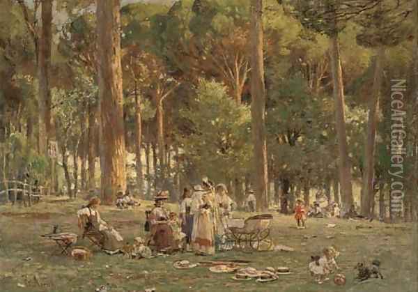 A day in the park Oil Painting - Franz Theodor Aerni