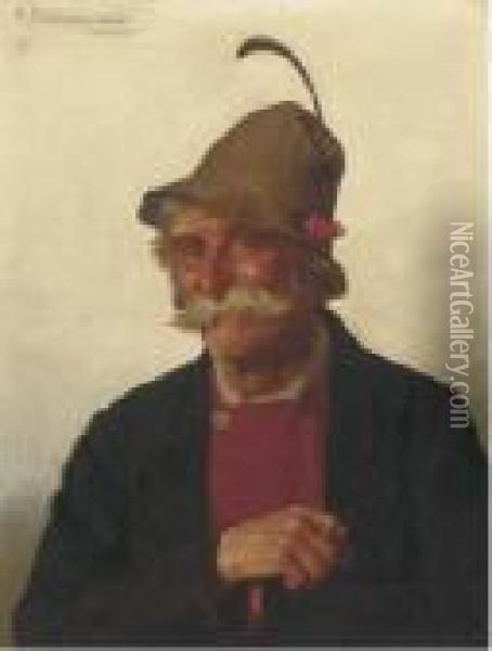 Portrait Of A Man With A Pipe Oil Painting - G. Hugo Kotschenreiter