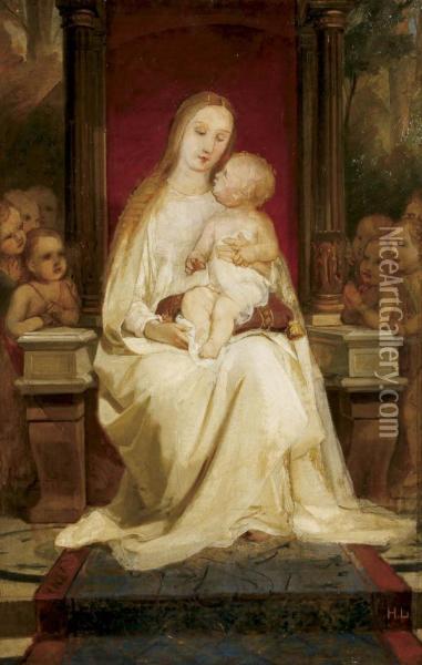 The Madonna And Child Enthroned Oil Painting - Heinrich Lauenstein