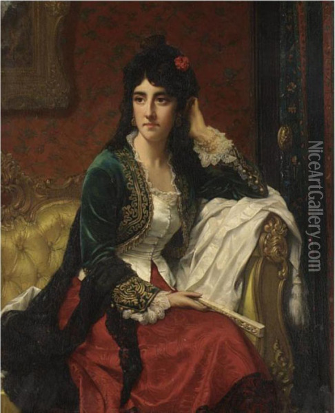 Portrait Of A Lady Oil Painting - Jan Frederik Pieter Portielje