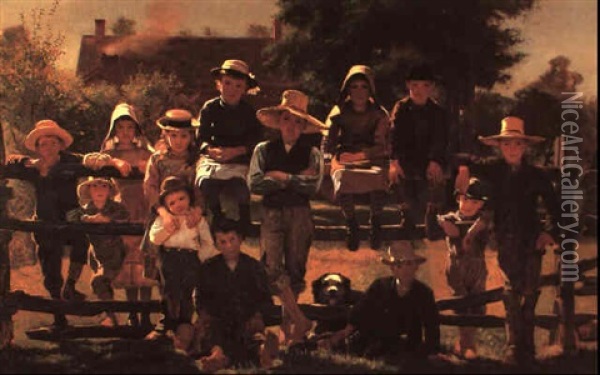 Farm Children Oil Painting - John George Brown