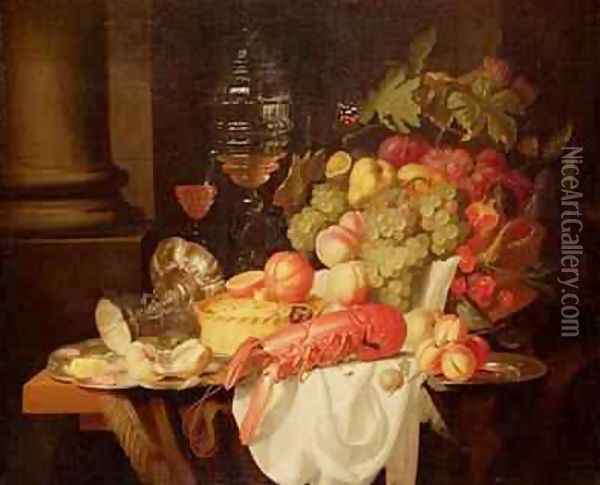 Still Life with Lobster Oil Painting - Johannes Hannot