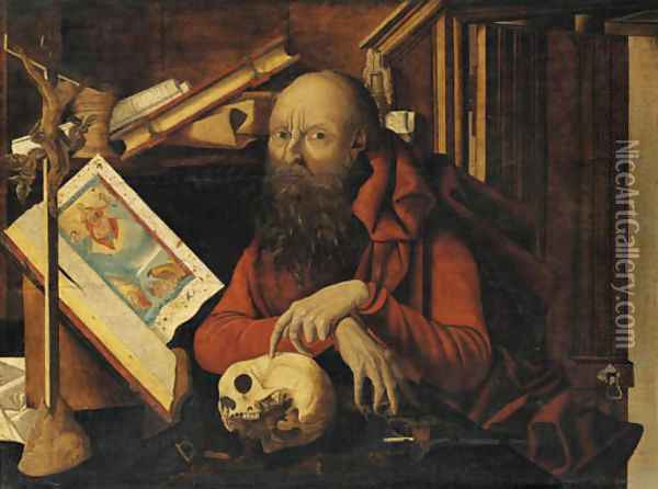 Saint Jerome in his study 2 Oil Painting - Marinus van Reymerswaele
