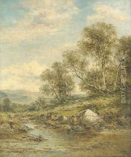 Stream from the Hills, North Wales Oil Painting - Benjamin Williams Leader