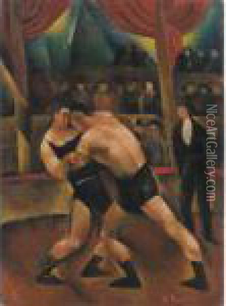 The Wrestlers Oil Painting - Vera Rockline