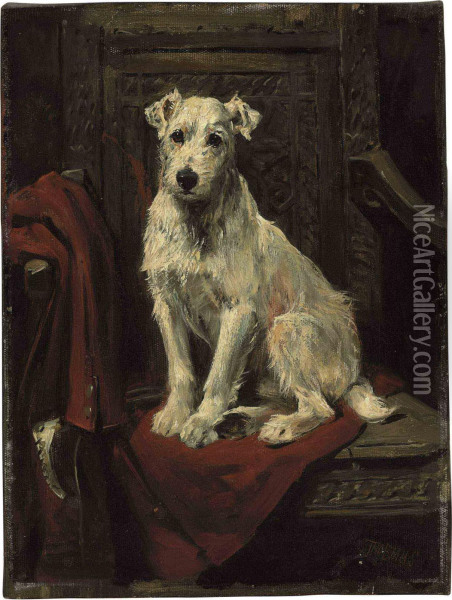 Lord Edward Seated On His Master's Coat Oil Painting - John Emms
