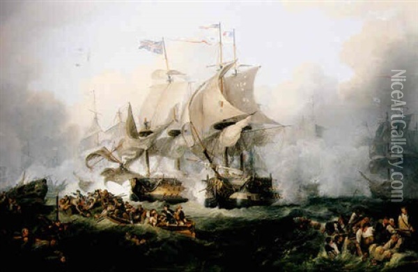 The Battle Of The First Of June, 1794 Oil Painting - John Wilson Carmichael
