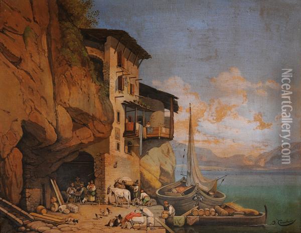 Scorcio Di Amalfi Oil Painting - Jacques Carabain