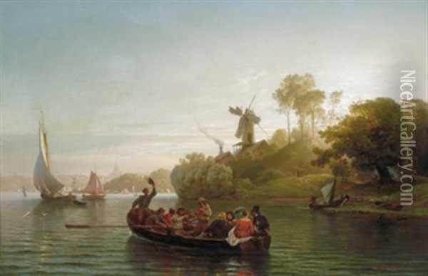 Die Hafeneinfahrt In Stockholm Oil Painting - Ludwig Meixner