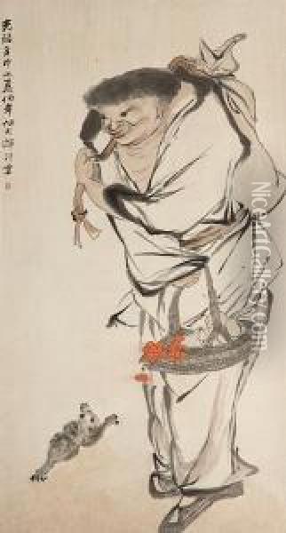 Liu Hai With Toad Oil Painting - Ren Yi