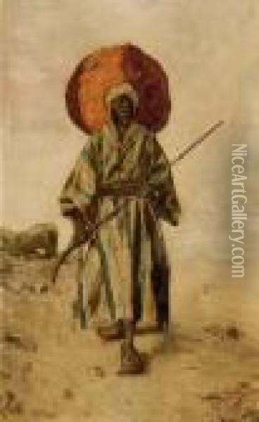 Guerriero Con Cappello Rosso (guerriero Eritreo) Oil Painting - Guiseppe Signorini
