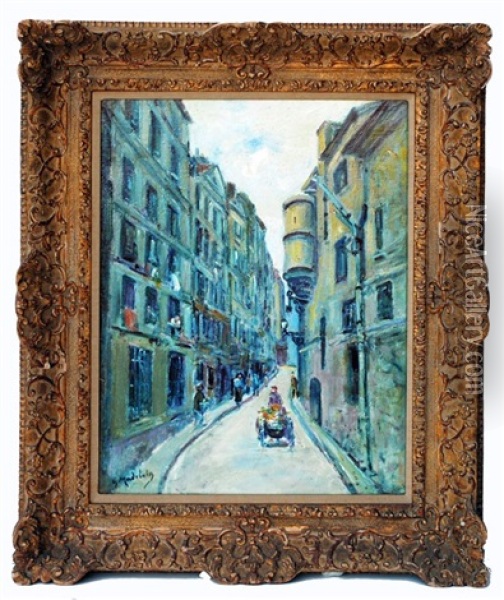 Parisian Street Scene Oil Painting - Gustave Madelain