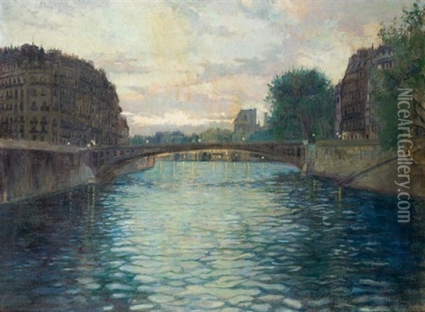 Puente De San Luis, Paris Oil Painting - Maria Luisa Perez Herrero