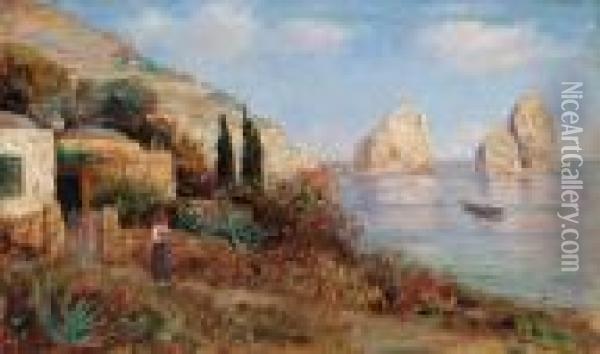 Capri, I Faraglioni Oil Painting - Guglielmo Giusti