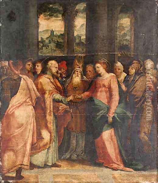 The Marriage of the Virgin Oil Painting - Pellegrino Tibaldi
