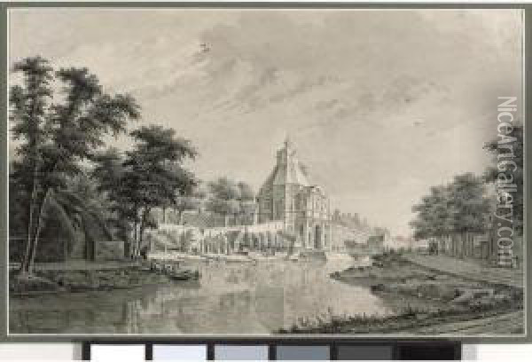 A View Of The Witte Vrowen Poort, Utrecht Oil Painting - Theodor (Dirk) Verrijk