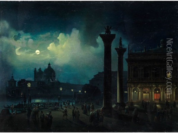 Venedig Im Mondschein Oil Painting - Luigi Bartezzati