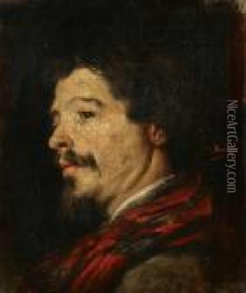 Bildnis Eines Mannes Mit Rotem Halstuch Oil Painting - Jose Benlliure Y Gil