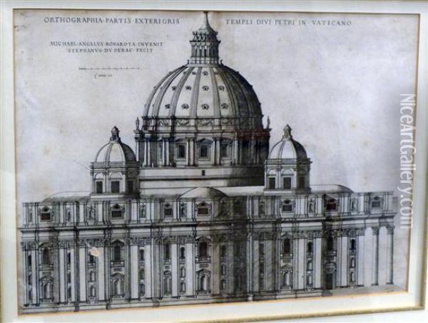 Partis Exterioris Tempkli Divi Petri In Vaticcio Oil Painting - Ambrogio Brambilla