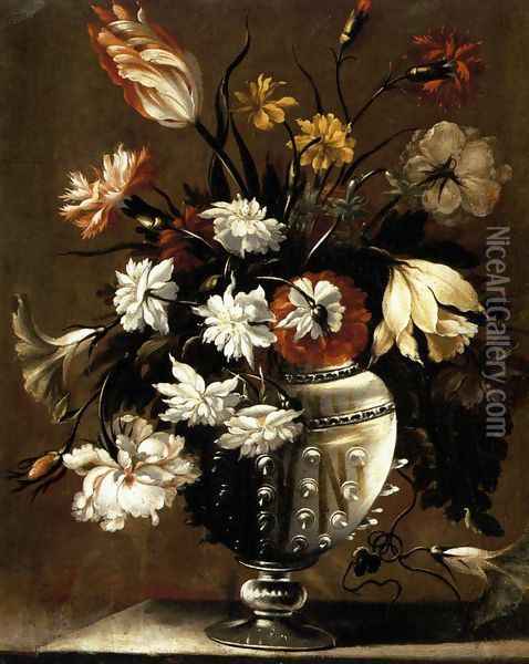 Vase of Flowers (2) c.1650 Oil Painting - Diego Valentin Diaz