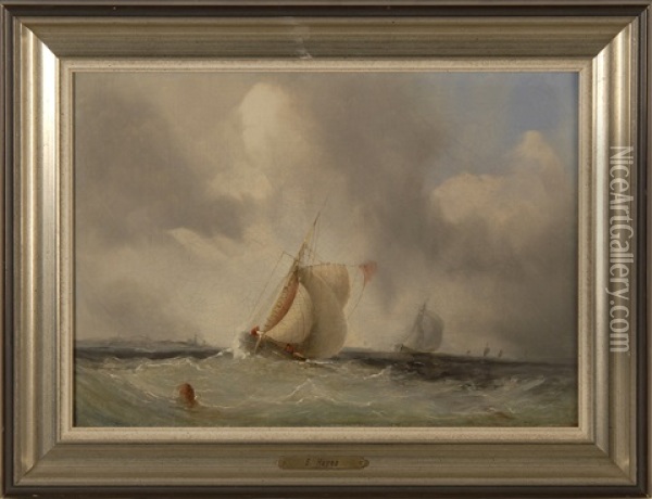 Ships Off The Coast Oil Painting - Edwin Hayes