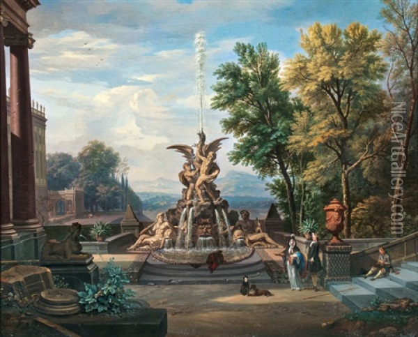 Elegante Parklandschaft Oil Painting - Isaac de Moucheron