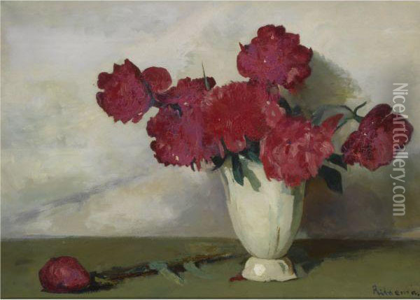 A Still Life With Peonies Oil Painting - Jacob Ritsema