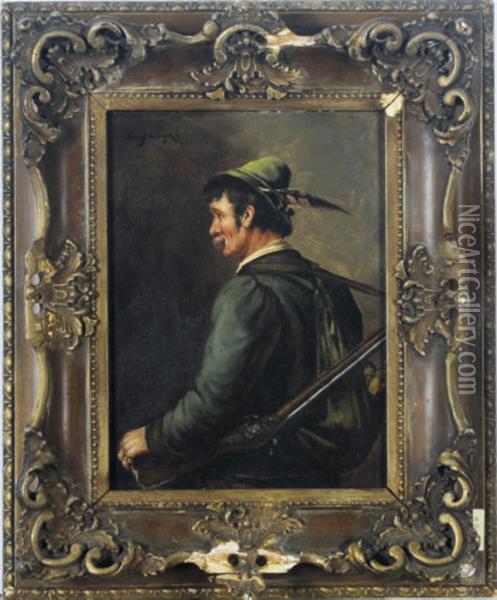 Portrait Of A Hunter Oil Painting - Max Kuglmayer