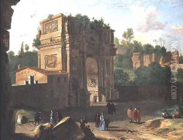 The Arch of Constantine, Rome Oil Painting - Herman Van Swanevelt