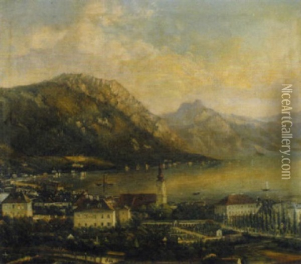 Ansicht Von Gmunden Oil Painting - Ferdinand Lepie