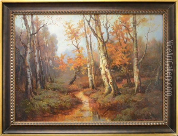 Autumn Landscape Oil Painting - Georgi Zakharovich Bashinzhagyan