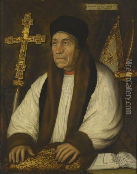 Portrait Of William Warham, Archbishop Of Canterbury (c.1450 - 1532) Oil Painting - Hans Holbein the Younger