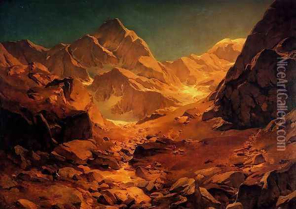 A Mountainous Landscape Oil Painting - Oswald Achenbach