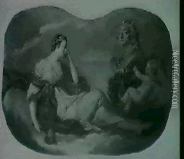 Allegorie De La Sculpture;                                  Allegorie De La Musique Oil Painting - Carle van Loo