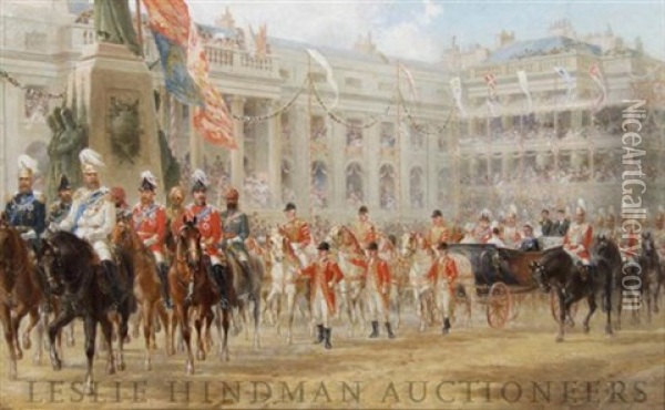 Golden Jubilee Of Queen Victoria Oil Painting - Robert Charles Dudley