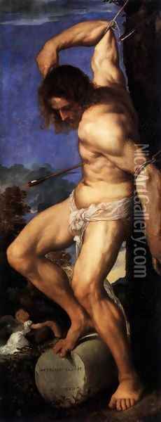 Polyptych of the Resurrection St Sebastian Oil Painting - Tiziano Vecellio (Titian)
