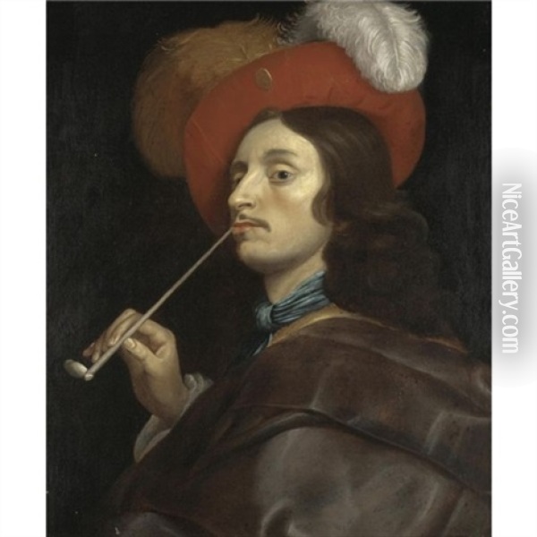 A Cavalier Smoking A Pipe Oil Painting - Theodoor Rombouts