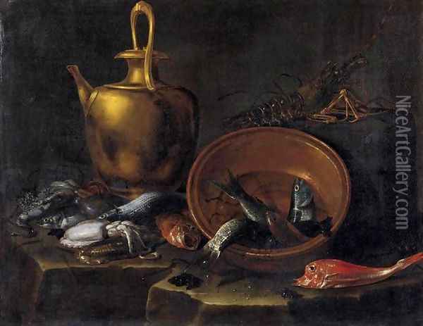 Still-Life with Fish Oil Painting - Giuseppe Recco