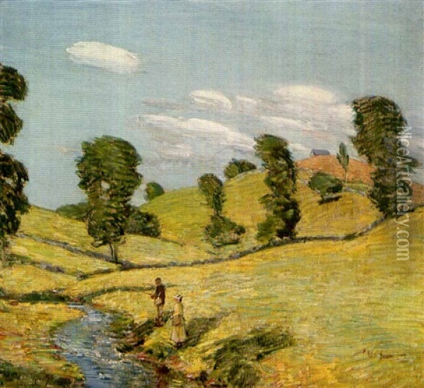 Brook In Branchville, Connecticut Oil Painting - Childe Hassam