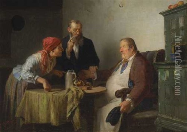 Arztliche Untersuchung Und Ermahnung Oil Painting - Friedrich Ortlieb